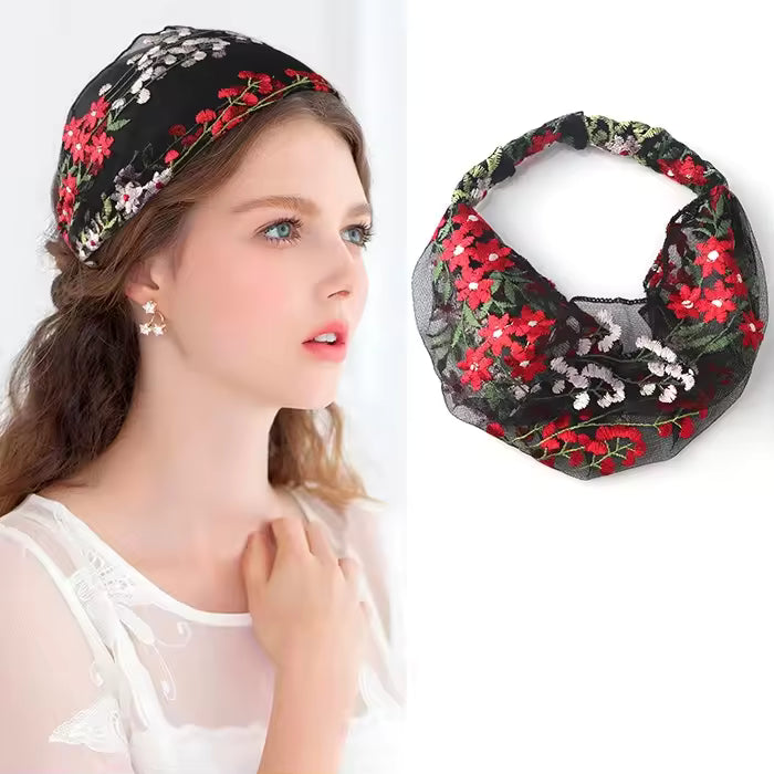 Floral Embroidered Hairband