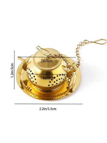 Stainless Steel Tea Strainer, Tea Leaf Filter Infuser Gold teapot